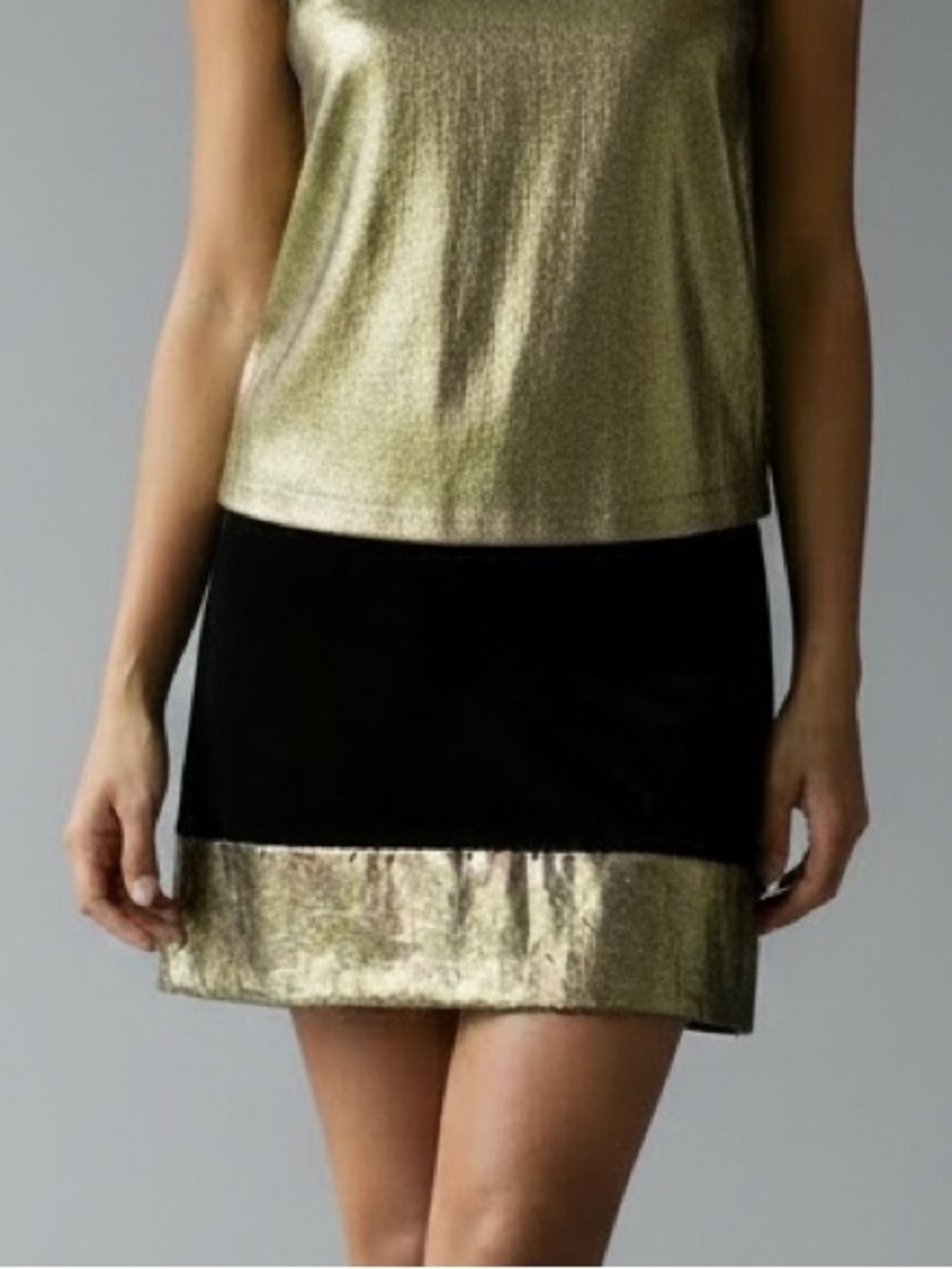 Express Black and Gold Mini Pencil Skirt